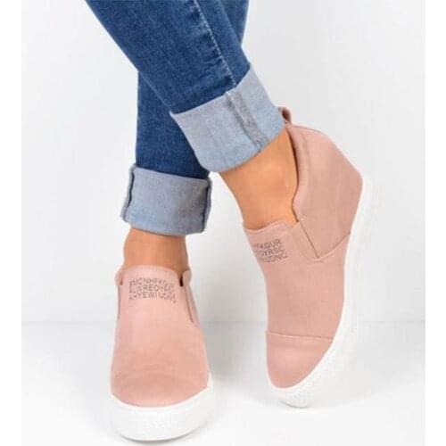 Women Ankle Boots Wedges Platform Autumn Female High Heel Height Increasing Shoes Ladies Elastic Band Fashion Casual Plus Size