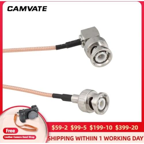 CAMVATE Standard Right-Angle BNC Male To BNC Male Pure Coaxial Transmission HD-SDI Cable Connector For On-camera Monitor/EVF