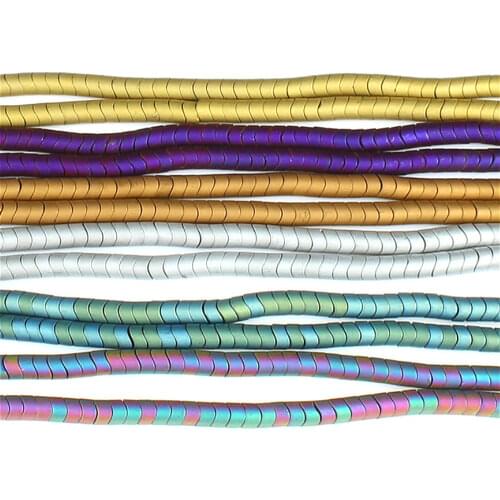 Natural Stone Hematite Cylindrical Loose Beads 4x2mm Color Plated Magnet Beads For Jewelry DIY Necklace Bracelet Accessories