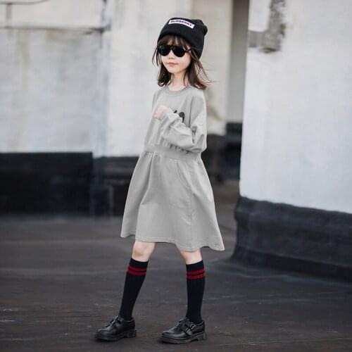 4Y to 16Y Kids Dresses for Girls Girls Autumn Clothes 2020 Cotton Mommy and Me Dress Elastic Waist Baby Sweatshirt Dress,#5650