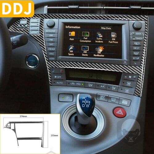 For Toyota Prius XW30 ZVW30 ZVW35 2009-2015 Carbon Fiber Radio Navigation Console HUD Frame Sticker Car Accessories