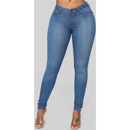 Autumn New Women Thin Jeans Fashion Casual Mid Waist Push Up Stretch Jeans Washing Street Zipper Slim Ladies Pants