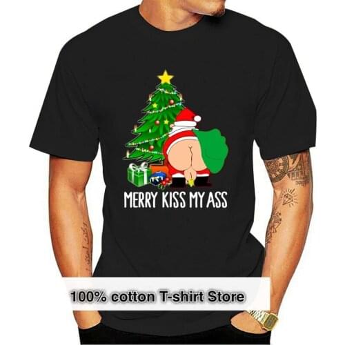 Funny santa mery My Ass Christmas Tree T-Shirt Santa Claus Loose Size Tops Tee Shirt