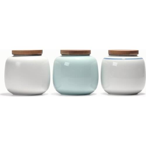 PINNY Small Sealed Tea Jars 260ml Ceramic Tea Caddy High Quality Celadon Storage Containers Kung Fu Tea Ceremony Accessories