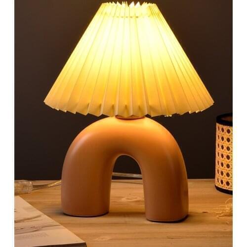 Classical table lamp pleated retro creative ceramic home decoration bedroom bedside lamp