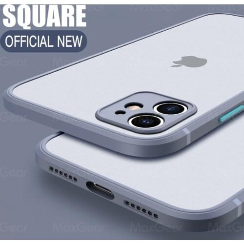 Square Matte Clear Phone Case For iPhone 11 Pro XS Max X XR 7 8 Plus SE 2020 Candy Color Shockproof Soft Frame Transparent Cover