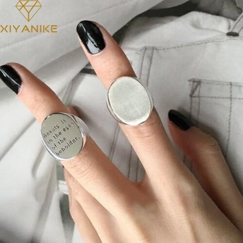 XIYANIKE Minimalist 925 Sterling Silver Smooth Round Letter Width Rings New Fashion Handmade Jewelry for Women Party Gifts