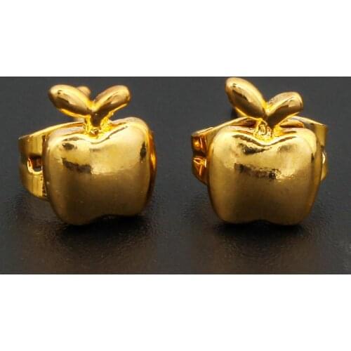 Trendy Apple Stud Earrings Cute 24K Gold Color Hot Selling Earrings Jewelry