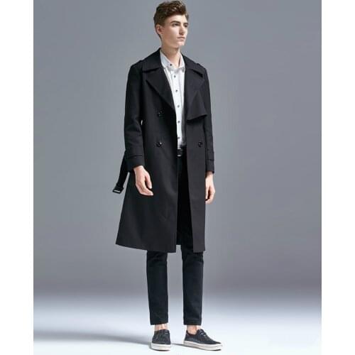 Fashion Tactic Over-the-Knee Long Trench Coat Mens 2020 Spring New Style England Loose and Plus-sized Jacket Exta-long Overcoat