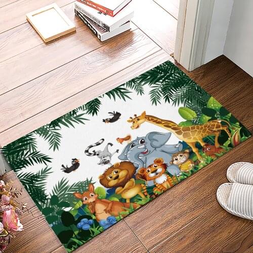 Cartoon Forest Monkey Lion Doormat Kitchen Living Room Floor Rug Bathroom Non-slip Foot Mat Entrance Hall Welcome Carpet