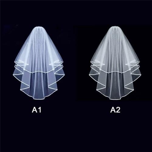 Home Is Essential,Simple Tulle White Ivory Wedding Veils Rib