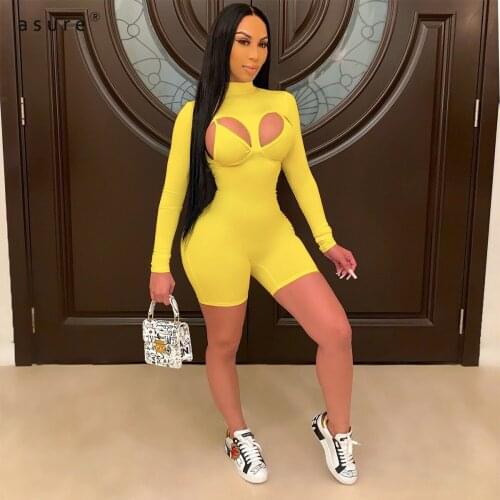 Long Sleeve Garment Body Woman Romper Black Playsuit Casual Baddie Clothes Female Overalls One Piece Club Outfits Catsuit AJ4326