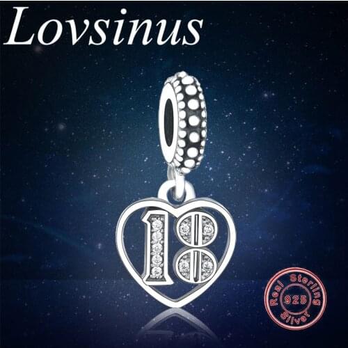 Fit Original European Charms Bracelet 100% 925 Sterling Silver 18th Celebration Dangle Charm Pendant DIY Jewelry Berloque Making