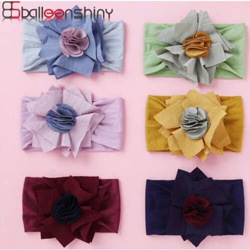 Balleenshiny Childrens Hair Accessories Nylon Flower Headband Soft and Seamless Baby Headband for Girls Kids Hair Accessories