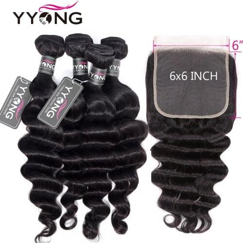 Loose Deep Wave 4x4 & 6x6 Closure With Bundle Human Hair 3/4 Bundles With Closures Brazilian Remy Hair Bundles With Lace Closure