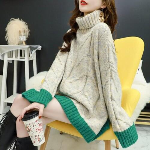 Plus Size Pullovers Knitted Tops 2021 New Autumn Winter Thick Warm Fashion Trend Turtleneck Sweters Mujer Coat Korea