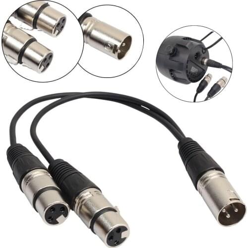 XLR 3 Pin Splitter Y-Adapter Male to 2 Female DMX Cable for Microphone