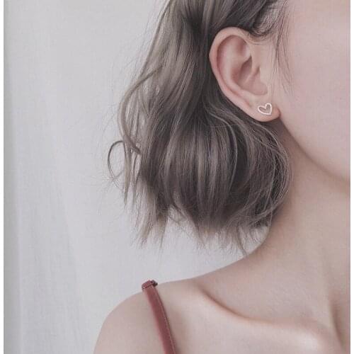 Stud Earrings Hollow Frosted Peach Heart For Women Korean Fashion Style Simple New Trendy Girlfriend Birthday Jewelry BOYULIGE