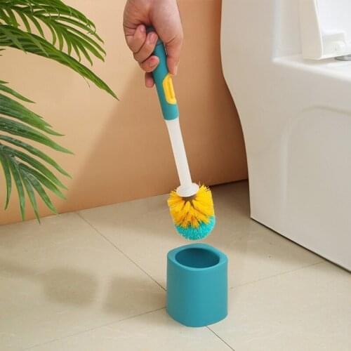K1KA Punch-free Wall Mounted Clean Brush and Holder Set Long Handle Toilet Brush with Storage Base Can Add Toilet Cleaner