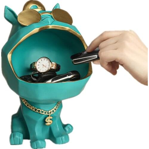 Statues For Decoration Sculptures Figurines For Interior Resin Big Mouth Dog Storage Box Resin Blue Red Black Green Sunglasses