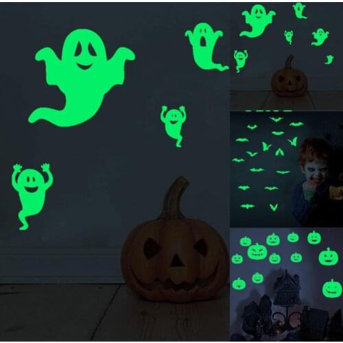 Luminous Pumpkin Ghost Bat Pattern Wallpaper Sticker Halloween Home Party Decor for Halloween party, home, bar decor