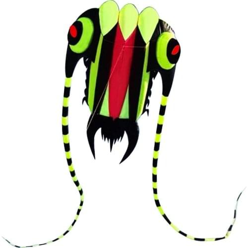 KITE-Large Easy Flyer Soft Kite for Kids-Colorful Green Trilobite-Its Big! 30 Inches Wide with Two 130 Inches Long Tails