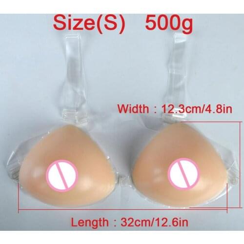 Women Fashion 500g Beige Realistic Silicone Breast Forms With Shoulder Straps For Crossdresser Drag Queen Mastectomy Fake Boobs