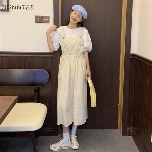 Women Sets Puff Sleeve Top and Drawstring Bottom Japanese Style Chic Trendy College Students Harajuku Maiden Preppy Slim Teens
