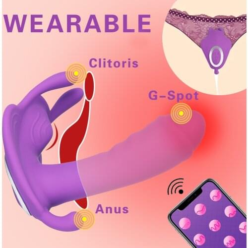 Wearable APP Vibrator For Women Dildo G Spot Clit Stimulator Wireless Remote Butterfly Vibrator Panties Strap on Dildo Vibrator