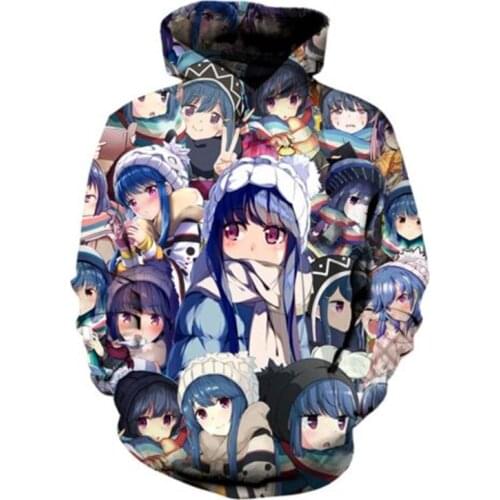Winter Anime Hoodie Rin Yuru Camp Hipster Pullover Classic Unisex Mens Streetwear New Fashion Sweatshirt Funny Coat Sportwear