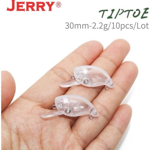 Jerry Tiptoe 10piece 2.2g 30mm Ultralight Trout Spinning Fishing Lures Unpainted Blank Micro Topwater Crankbaits
