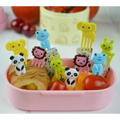 10pcs/pack Party Decor Animal Farm Fruit Fork Mini Cartoon Children Snack Cake Dessert Food Fruit Pick Toothpick Bento Lunches