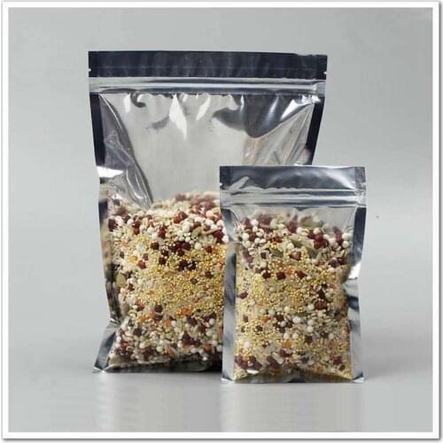 100PCS Clear/Silver Aluminum Foil Zip Lock Snack Retails Package Bag with Hang Hole Mylar Self Seal Zipper Tea Nuts Storage Bag