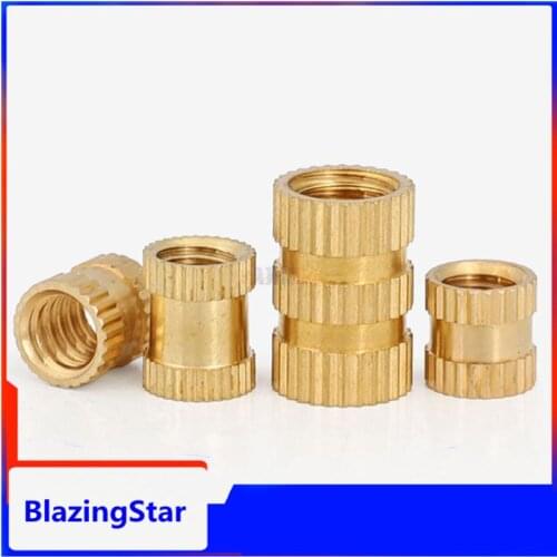 5/10/25pcs M2 M2.5 M3 M4 M5 M6 M8 M10 Solid Brass Pure Copper Metric Thread Injection Molding Knurl Insert Nut Nutsert Embedded