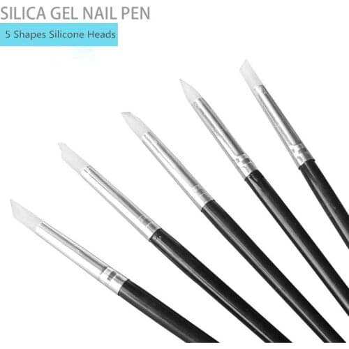 Five black-pole silica gel pens for manicure carving and embossing
