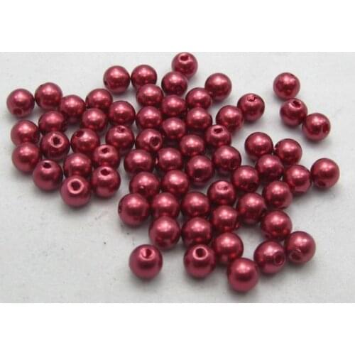 500 Pcs 6mm Plastic Faux Pearl Round Beads Burgundy Imitation Pearl Decorative Accessories