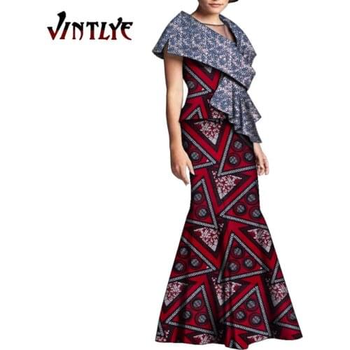 The wedding dress2020 African women dress Dew shoulder round collarLong skirt African Dresses for Women wy5982