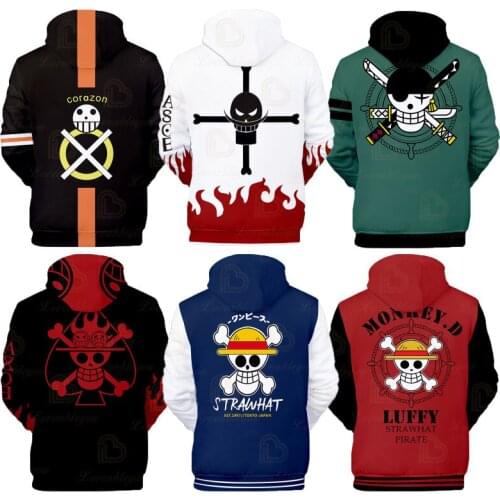 Anime One Piece Hoodies Luffy Casual Ace Law Zoro Luffy 3D Printed Streetwear Men Sweatshirts Pullover Hooded Women Costume