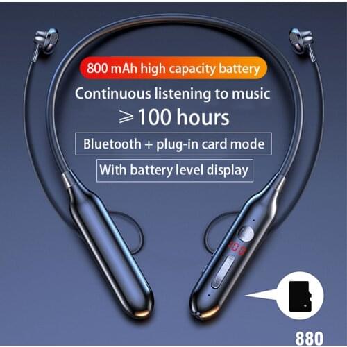 Wireless Bluetooth Earphone 100 Hours Magnetic Suction HiFi Sound Stereo Headset Waterproof Wireless Sports Earbud with HD Mic