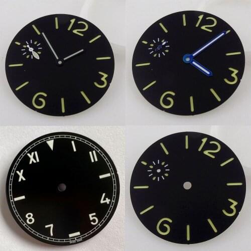 35.6mm Black Watch Dial Spare Parts Fit For ETA 6497 ST 3600 Hand Winding Movement Sandwich Dial For Manual Watch