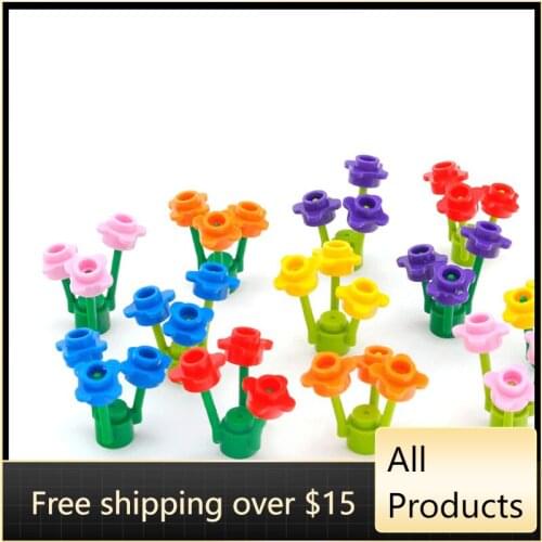 10PCS Assembles Particles 33291 1x1 Plant Flowers Grass Building Blocks Bricks High-Tech DIY Assembly Part Toy For Children Gift