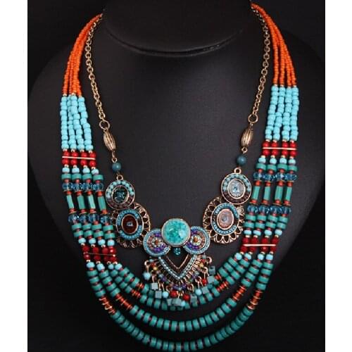 European And American Ethnic Style Bohemian Handmade Beaded Necklace Short Clavicle Female Exaggerated Accessories