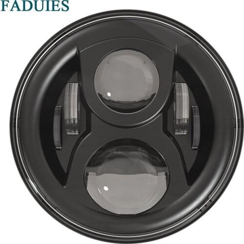 FADUIES Black 7" Round Motorcycle LED Projector Headlight High Low Beam for Motorcycle & Jeep Wrangler