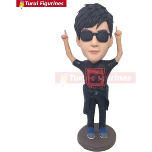 Bobble Head Clay Figurine Personalized Valentine Boyfriend Gift Based on Customers' Photos Using As Birthday Cake Topper, Gift
