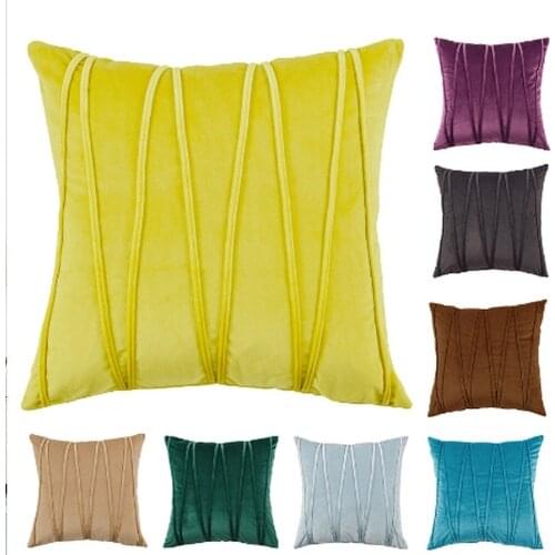 GY0766 Velvet Striped Decorative Throw Pillow Cover Cases (No Filling) Cushion Covers For Home Sofa Seat Chair 45x45cm