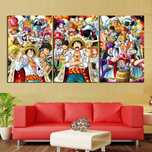 3 Pieces ONE PIECE Canvas Posters Anime Wall Art Painting HD Printed Modern Wall Pictures for Living Room Home Decoration