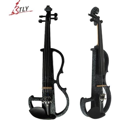 Kinglos Advanced Electric Art Violin Black Lithophane Solid Wood Silent Violin Full Size 4/4 Ebony Fittings w/ Parts(DSG-1306)