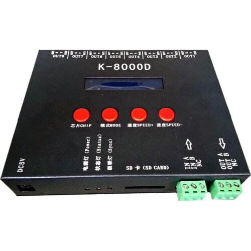 K-8000D DMX SD card led pixel controller; DMX512 Controller; 8ports(512pixels*8);support standard dmx512 chip/DMX512AP-N/WS2821A