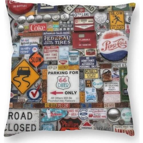 Cool Route 66 Signs In New Mexico Square Pillow Cover Decoration Highway Cushion Cover Throw Pillow for Living Room Double-sided