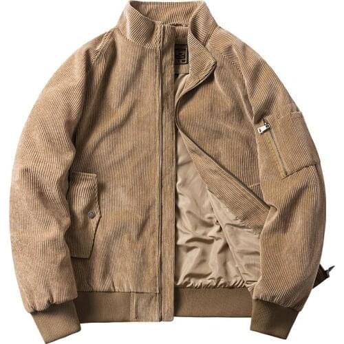 Spring Autumn Outdoor M~5XL Corduroy Thin Stand-Up Collar Jacket Men Loose Trekking Camping Fishing Mountaineering Sports Coat